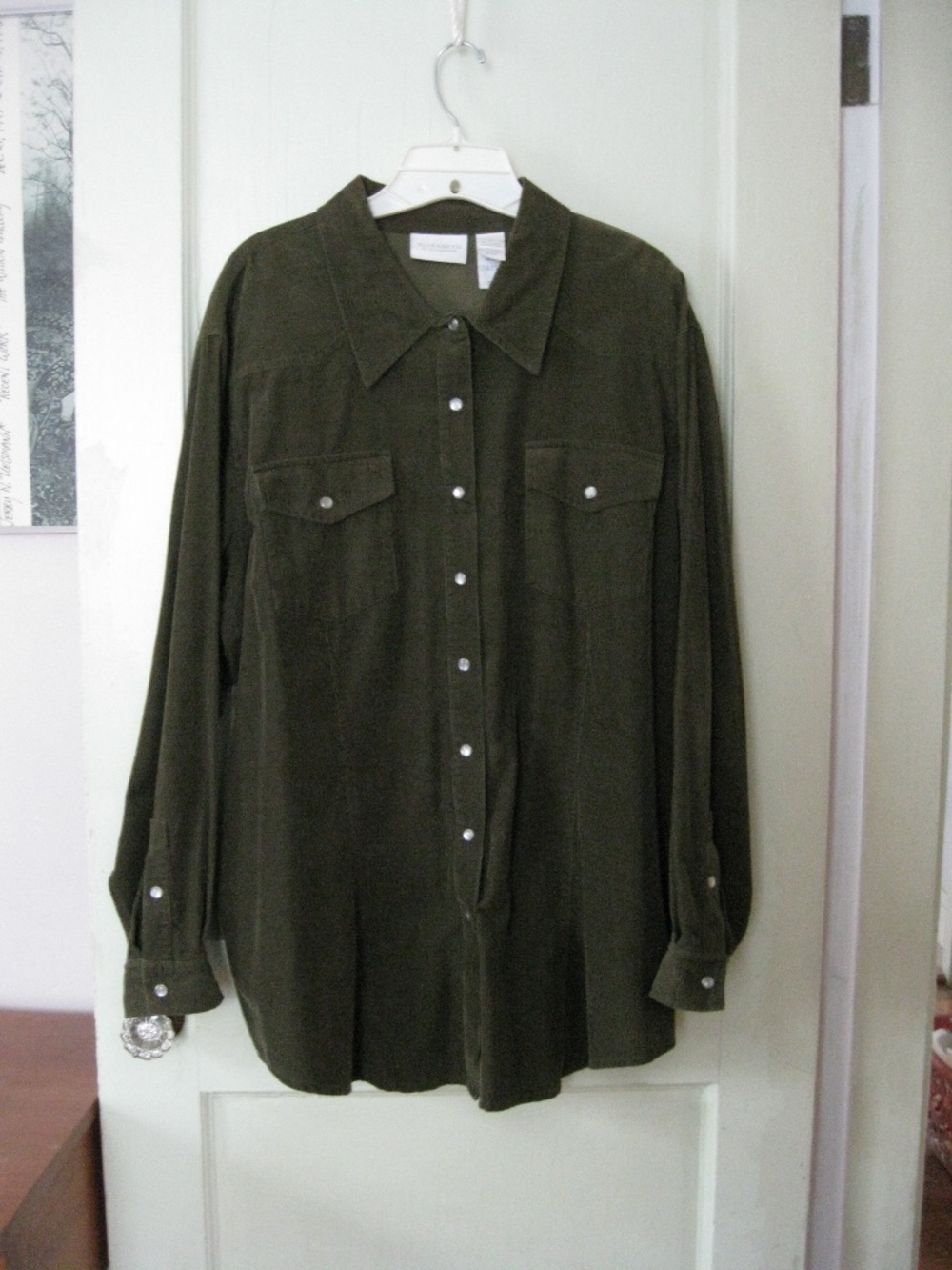Preowned vintage Elisabeth pinwale corduroy green shacket plus size 22